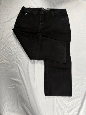 Nautica Men's Black Straight Jeans - Classic Black Denim